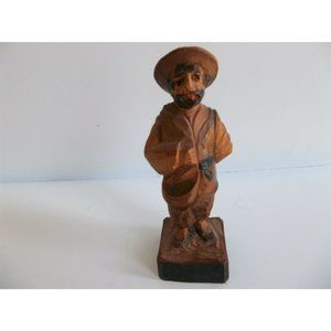 Wood Carving Man with Saddle Bags 5" Antique